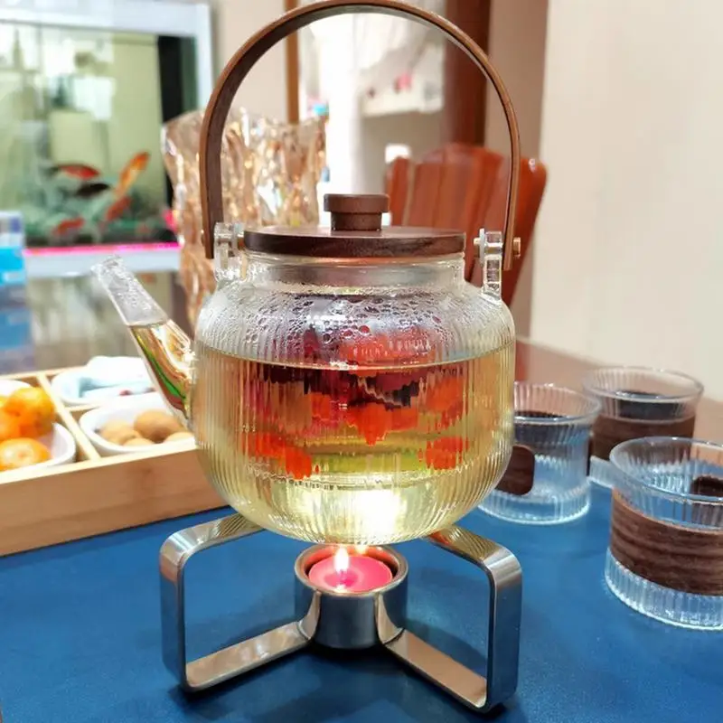 Складной подогреватель для кофе чайник из нержавеющей стали с подсвечником