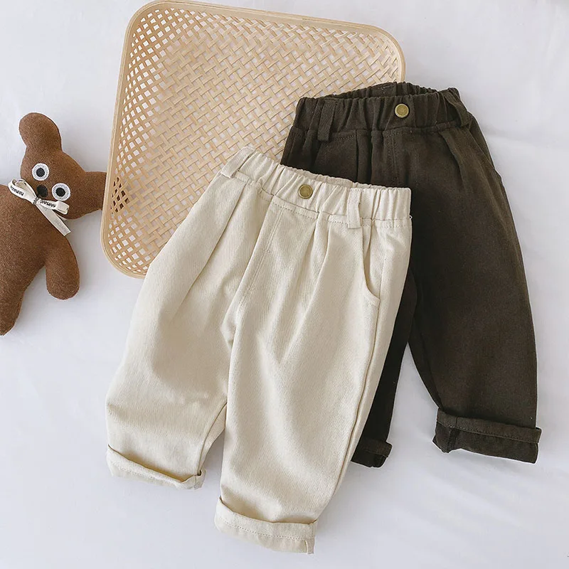 Spring Autumn Boys Pants Solid Kids Pants Fashion Children Trouser Solid Brief Kids Jeans Baby Boy Clothing For 1-6Years