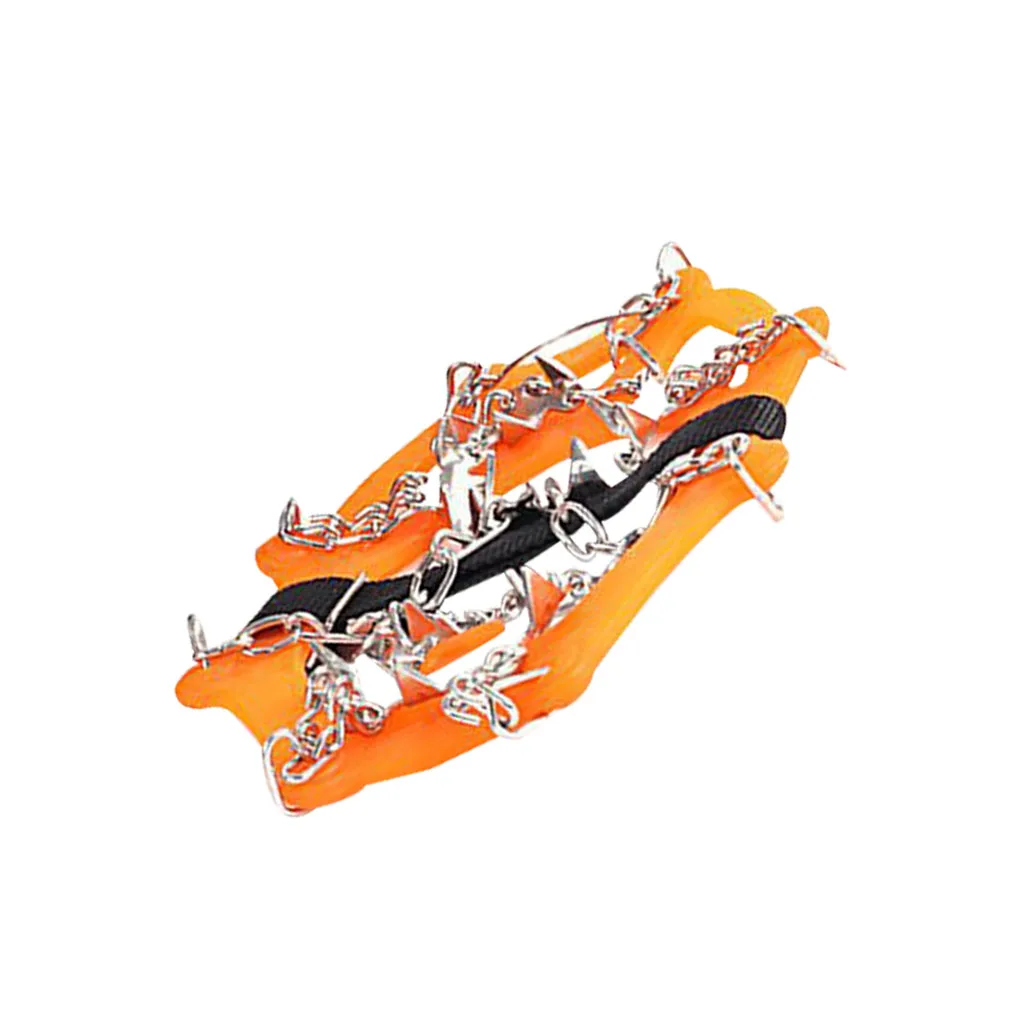 19 Teeth Snow Climbing Shoe Spikes Anti-slip Shoe Claw Winter Ice Hiking Boot Stainless Steel Cleat  xL  Orange images - 5
