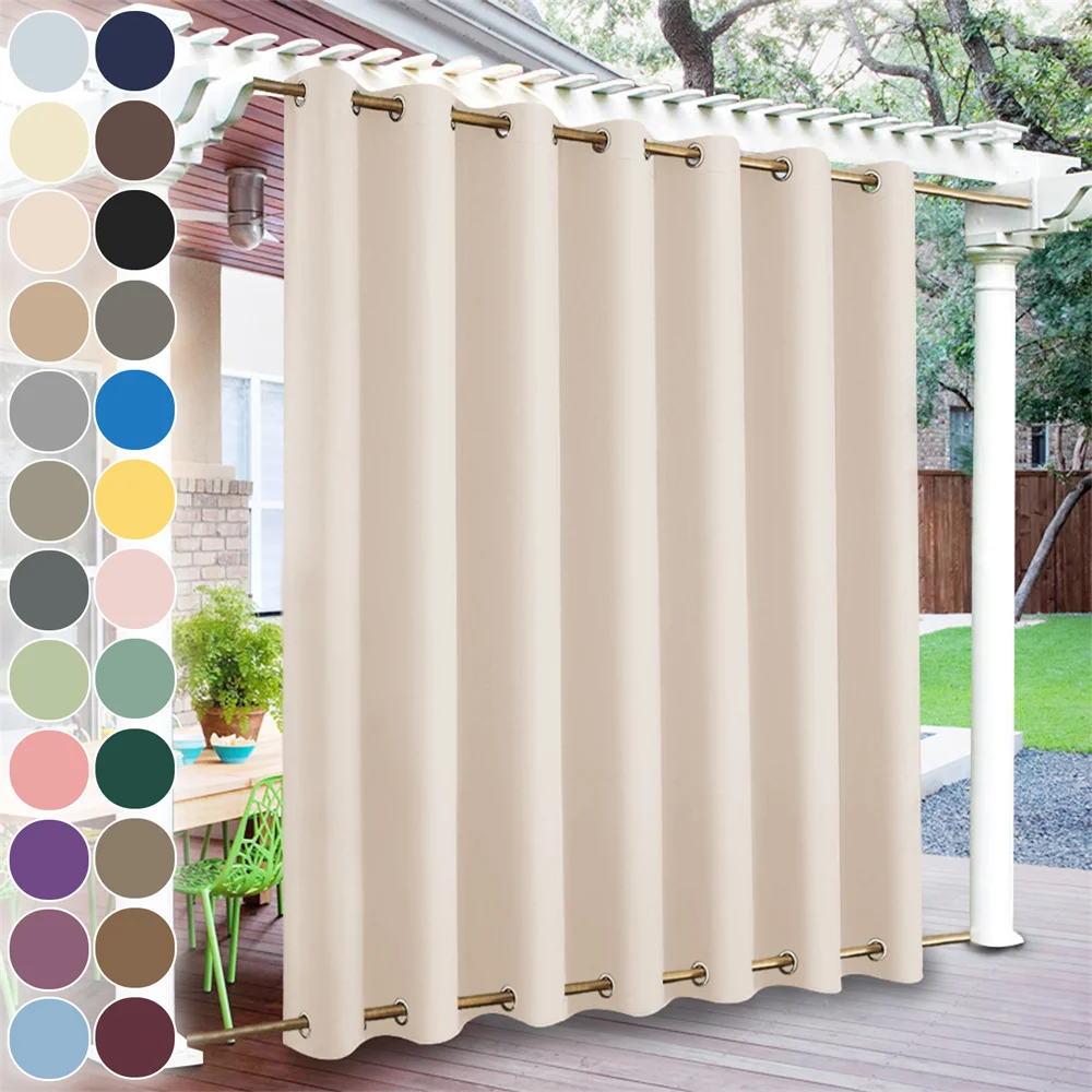 

Customized 1Pcs Colorful Waterproof Shade Curtains Pure Color Outdoor Curtain Decoration for Window/Living Room/Garden/Balcony