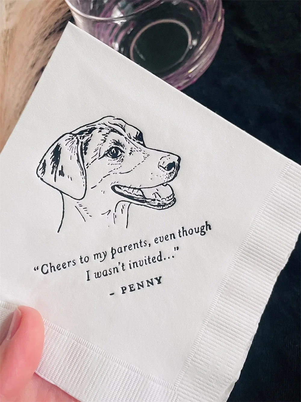 Коктейльные салфетки для собак на заказ свадебные питомцев напитков из золотой