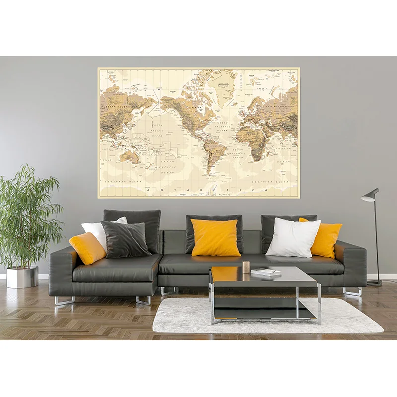 

Photography Backdrops Props Physical Map of The World Vintage Wall Poster Home School Decoration Baby Background MP-40