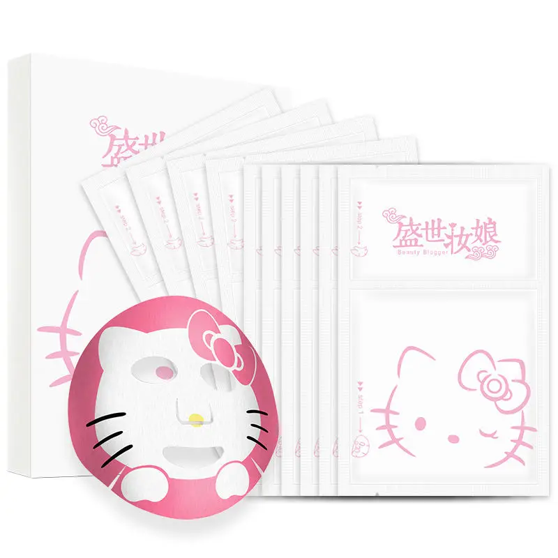 

Sanrioed аниме мультфильм Hello Kittys маска Ins Девочка Сердце кавайная Увлажняющая восстанавливающая успокаивающая маска для кожи праздничные подарки