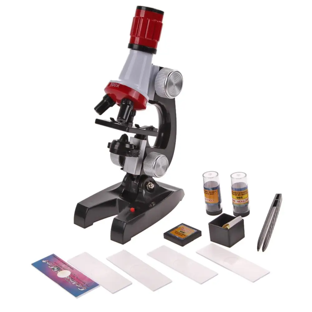 

New Microscope Kit Lab LED 100/200/450/1200X Home School Educational Toy Gift Refined Biological Microscope For Kid Child