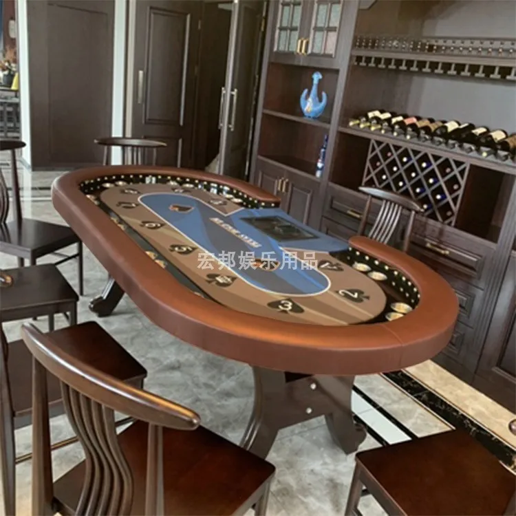

FQ Texas Poker Table with USB Blue Gray Tablecloth Rechargeable Texas Table