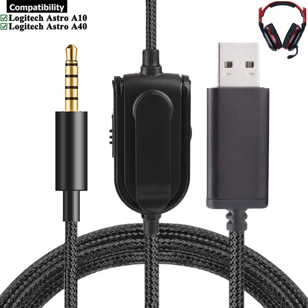 7.1 Usb Mute Cable Extension Cord For Logitech Astro A10 A40