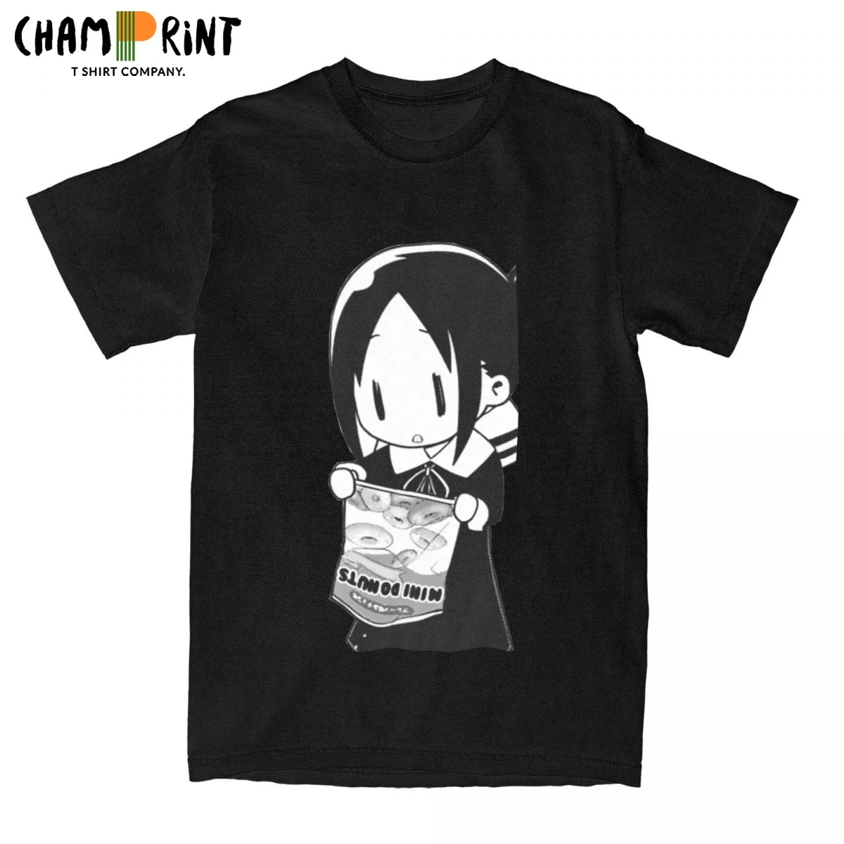 

Kaguya Sama Chan, футболки для закусок для мужчин, новинка, 100% хлопок, футболка с круглым вырезом, женская одежда