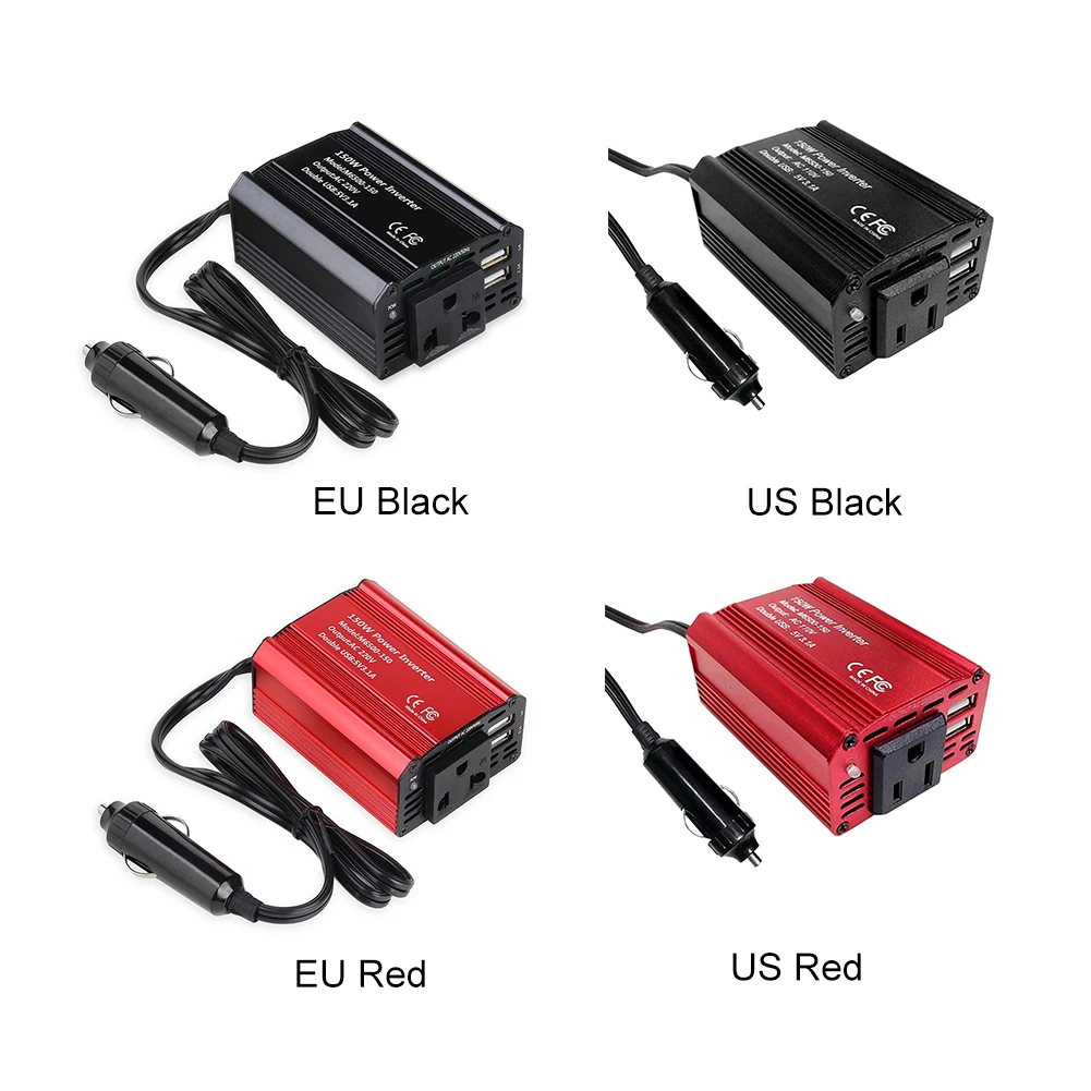 

Автомобильный преобразователь напряжения 150 Вт, небольшой портативный инвертор 12 в 110 В/220 В с немодулированным синусоидальным сигналом и ох...