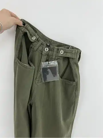 2022 Autumn New Women Green Jeans High Waist Loose Straight Wide Leg Denim Female Y2k Casual Streetwear Vintage Mopping Trouse