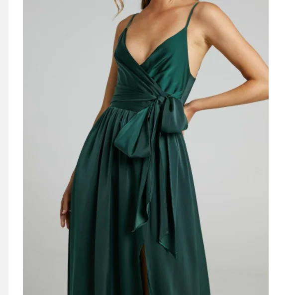 

Модное повседневное однотонное платье на бретельках с V-образным вырезом, летние женские пикантные свободные длинные платья без рукавов с открытой спиной и Боковым Разрезом для женщин