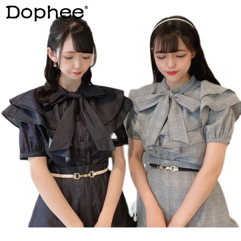 

2023 Summer New Fashion Suit Hot Pants Shirt Ruffled Flounced Sleeve Short Sleeve Fashion Two-Piece Sets Shorts Lace-up Outfits