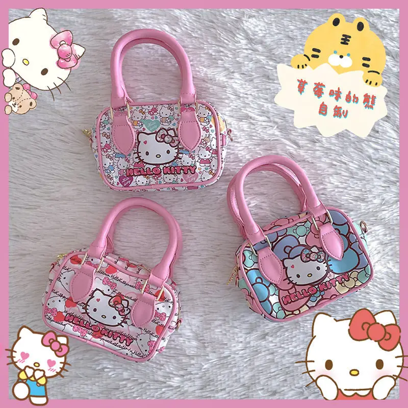 

Cute Hello Kitty Handbag Sanrio Anime Kawaii Cosmetic Bag Cartoon Shoulder Bag Travel Japanese Backpack Gift for Girlfriend