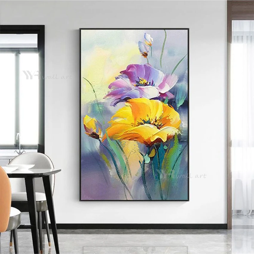

Hand Painted Canvas Oil Painting Beautiful Orchid Flowers Texture Wall Painting For Interior Decor Hang Picture For Living Room