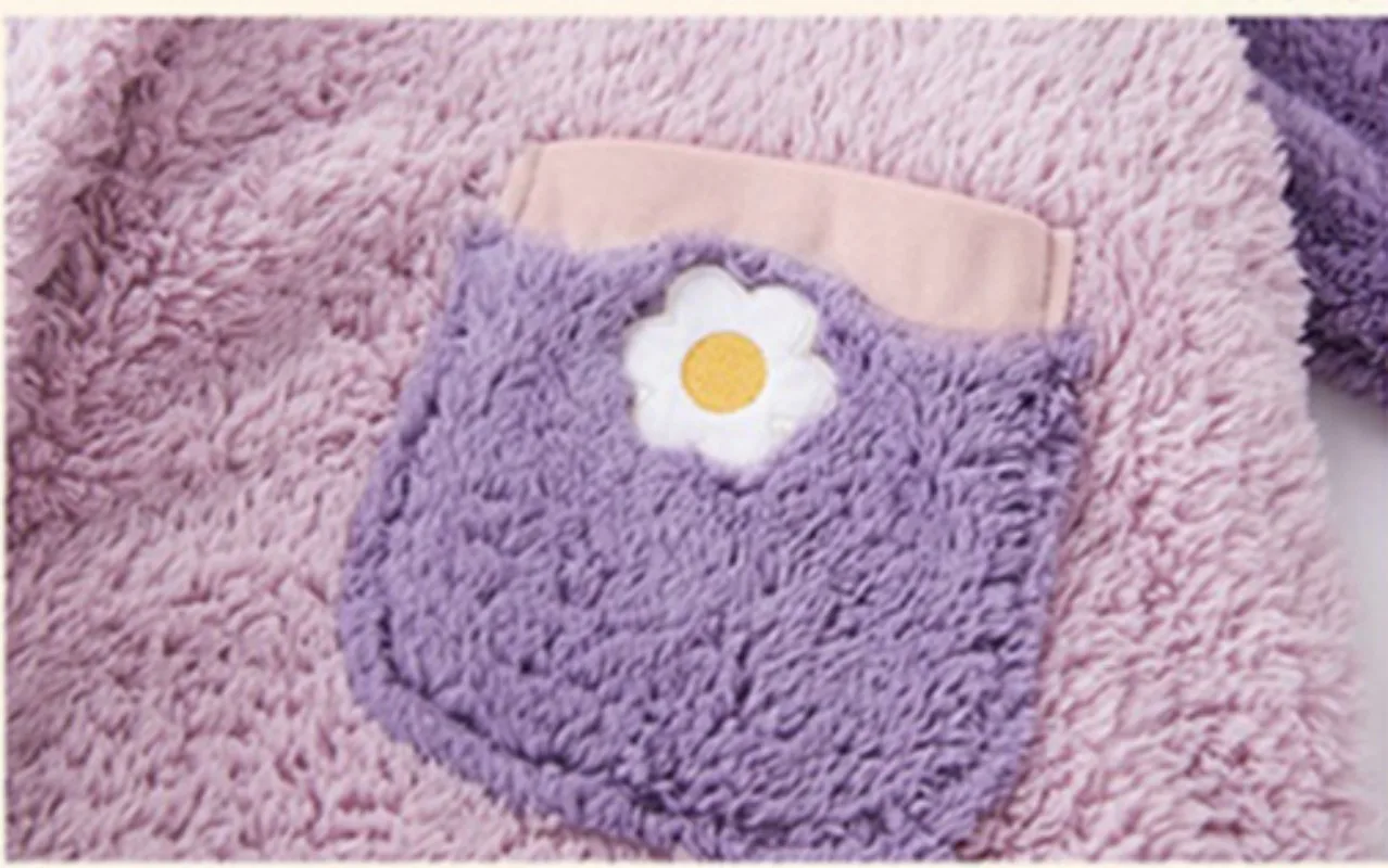 Unisex Winter Thin Nightgown Suit Length To Shank Polyester Warm Comfortable Carton Animal Leisure Wear With A Bowknot Headwear