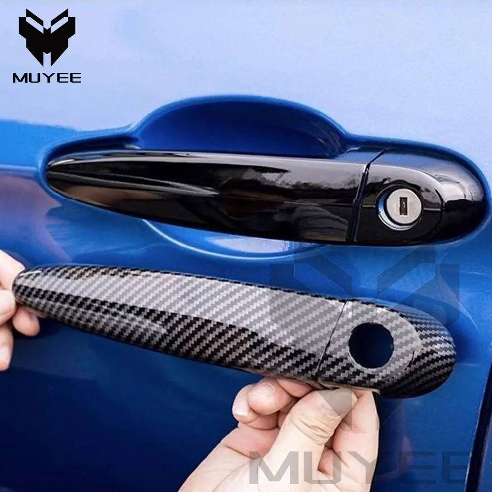 Фото Комплект из 4 накладок на дверные ручки из карбона для BMW F30 F34 E84 E70 E71 F25 F26, глянцевые черные накладки на ручки дверей, внешние автомобильные аксессуары №2