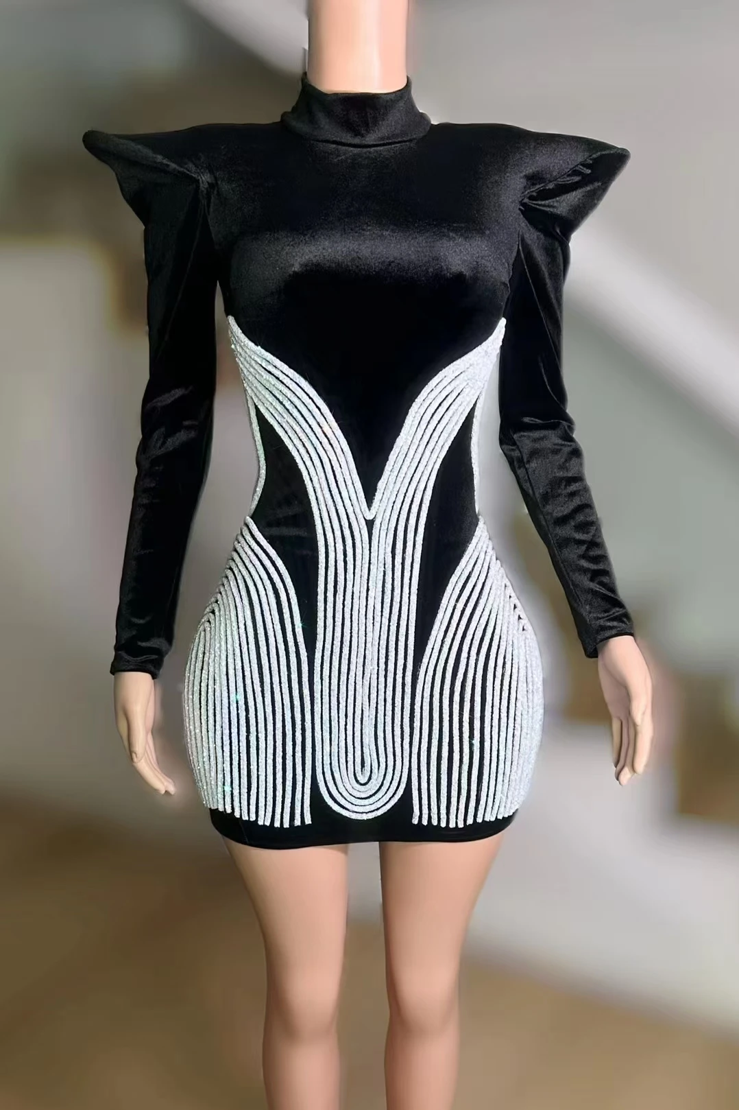 Женский танцевальный костюм Gogo черная сценическая одежда OutfitSinger с высоким