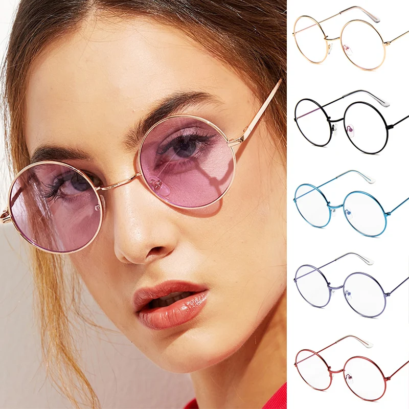

Round Glasses Metal Frame Eye Glasses Shades Colorful Eyeglasses Goggles Eyewear Outdoor Portable Multicolored Sunglasses