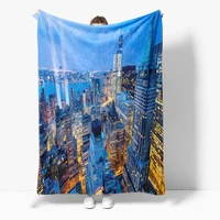 new york city landscape 3d print plush fleece blanket adult fashion quilts home office washable duvet casual sherpa blanket