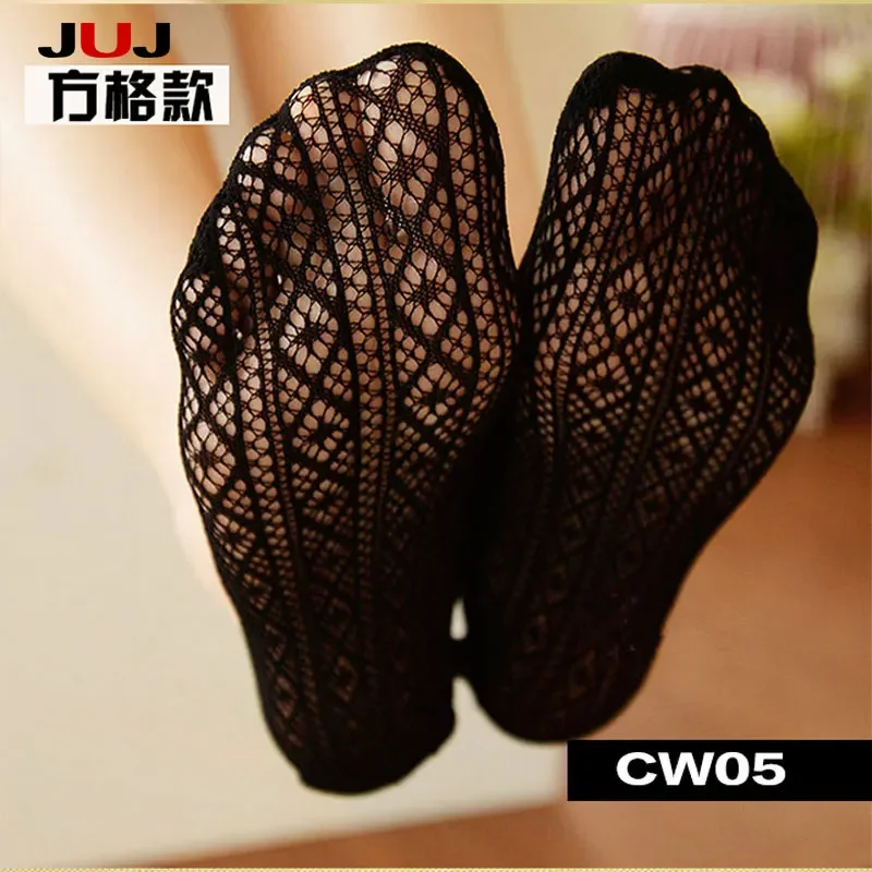 Черные сетчатые ажурные носки для девочек женские эластичные короткие