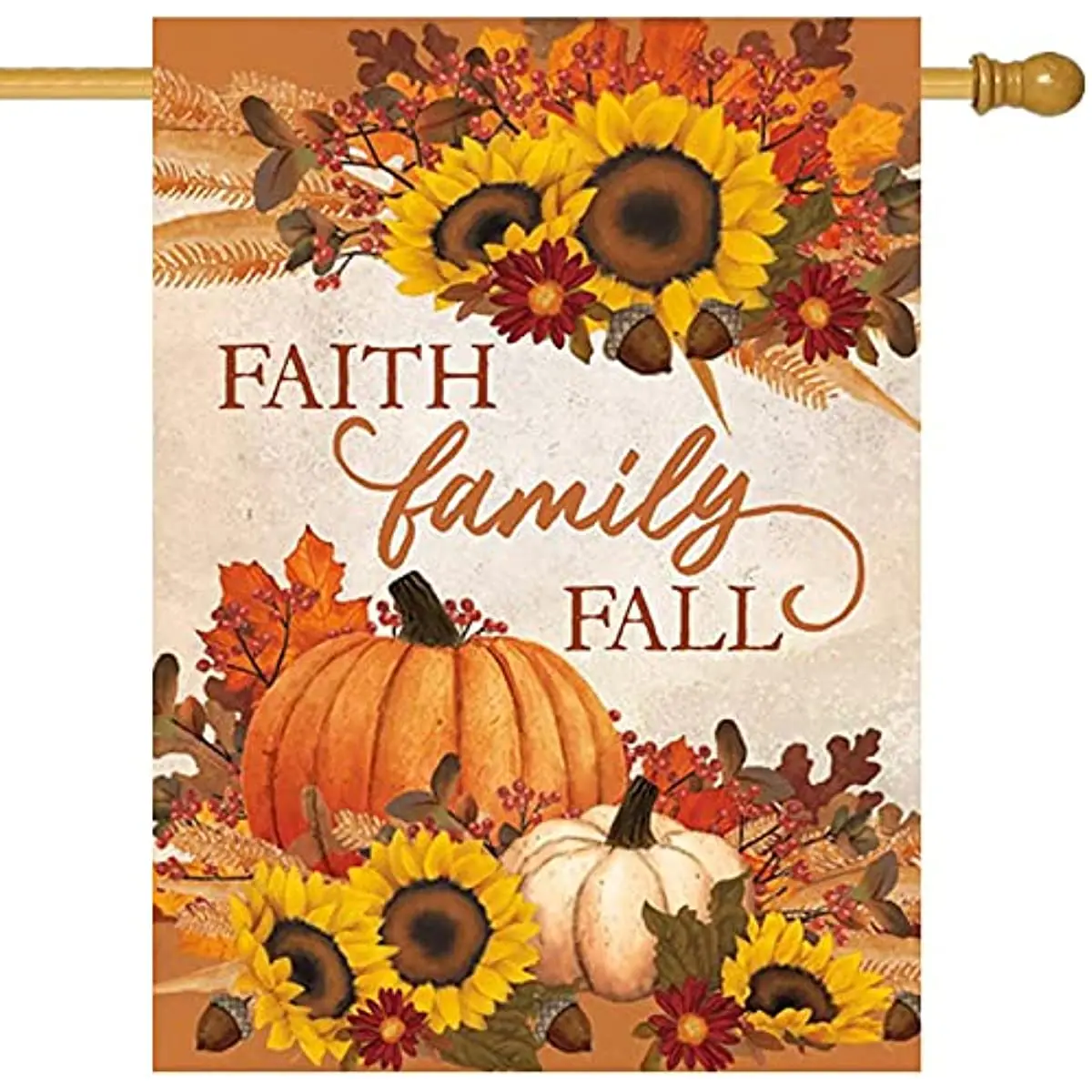 

New Family Fall Decorative Large House Flag, Garden Yard Outside Pumpkin Sunflower Farmhouse Decor, Thanksgiving Flowers