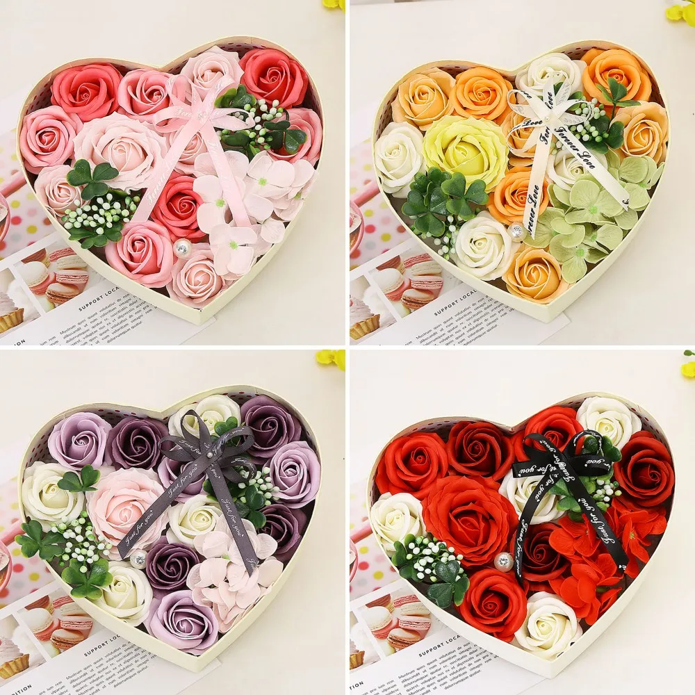 

Scented Soap Rose Box Artificial Flowers Fragrant Bouquet Gift Box Wedding Decor New Year Valentine's Day Gifts for Girlfriend