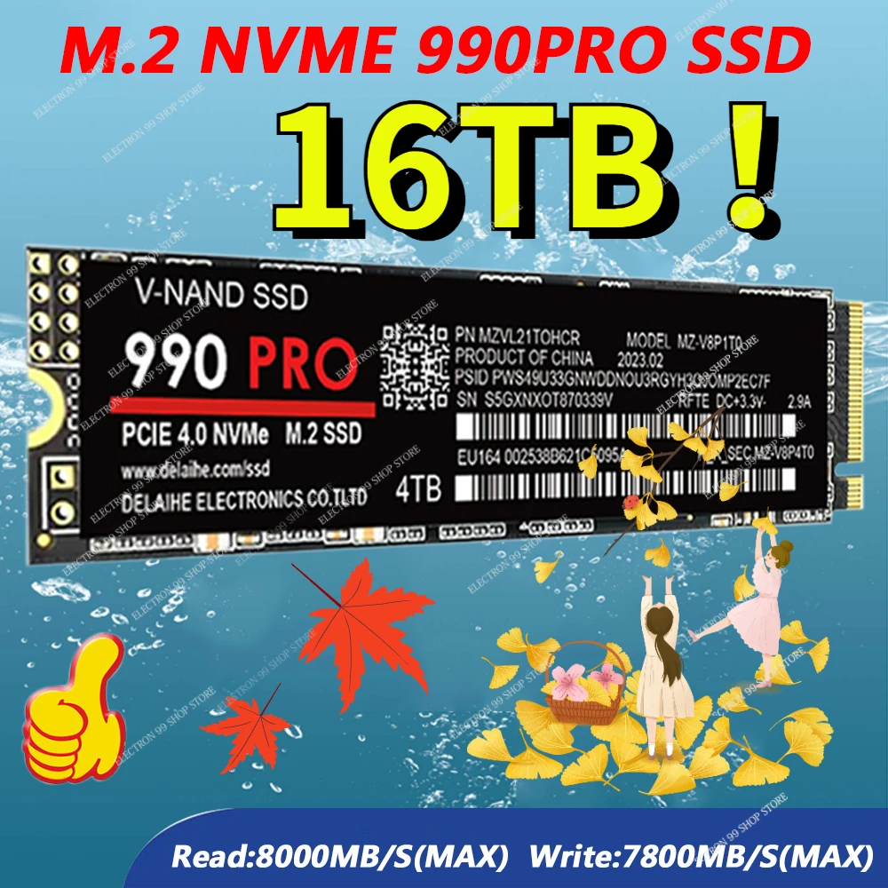 Внутренний твердотельный накопитель 16 Тб 980 Evo Plus 980PRO 990 PRO NVME M.2 SSD 500 Гб 1 ТБ