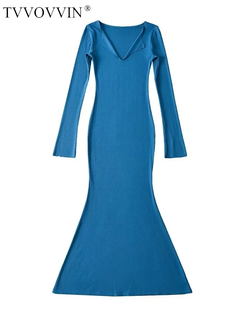 

TVVOVVIN Spicy Girls Sexy Tight V-neck Dress With Buttocks Fishtail Dresses Women Slim And Bottoming Sweet Tops 2ZSE