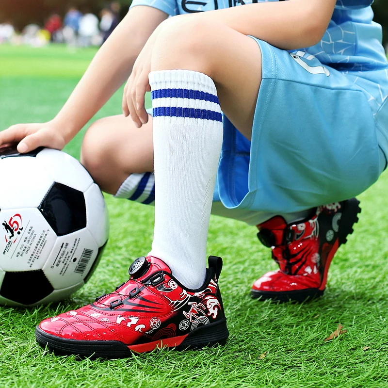 New Soccer Rotary Shoes for Kids Teenagers Boys Long Spikes Sneakers Children Soccer Cleats Football Shoes Zapatos De