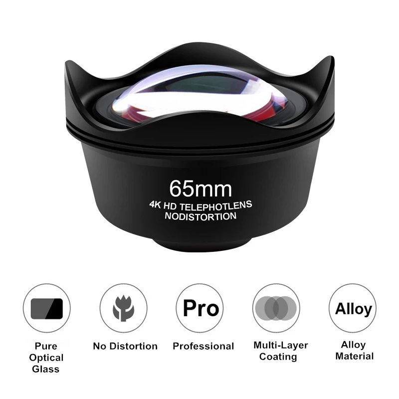 Najtaniej 4K HD 2.5X 65mm Teleobiektyw 65mm Wysokiej Rozdzielczości Bez Zniekształceń Telefon Zewnętrzne Soczewki Dla IPhone 13 12 Pro Max Telefony Z Systemem Android