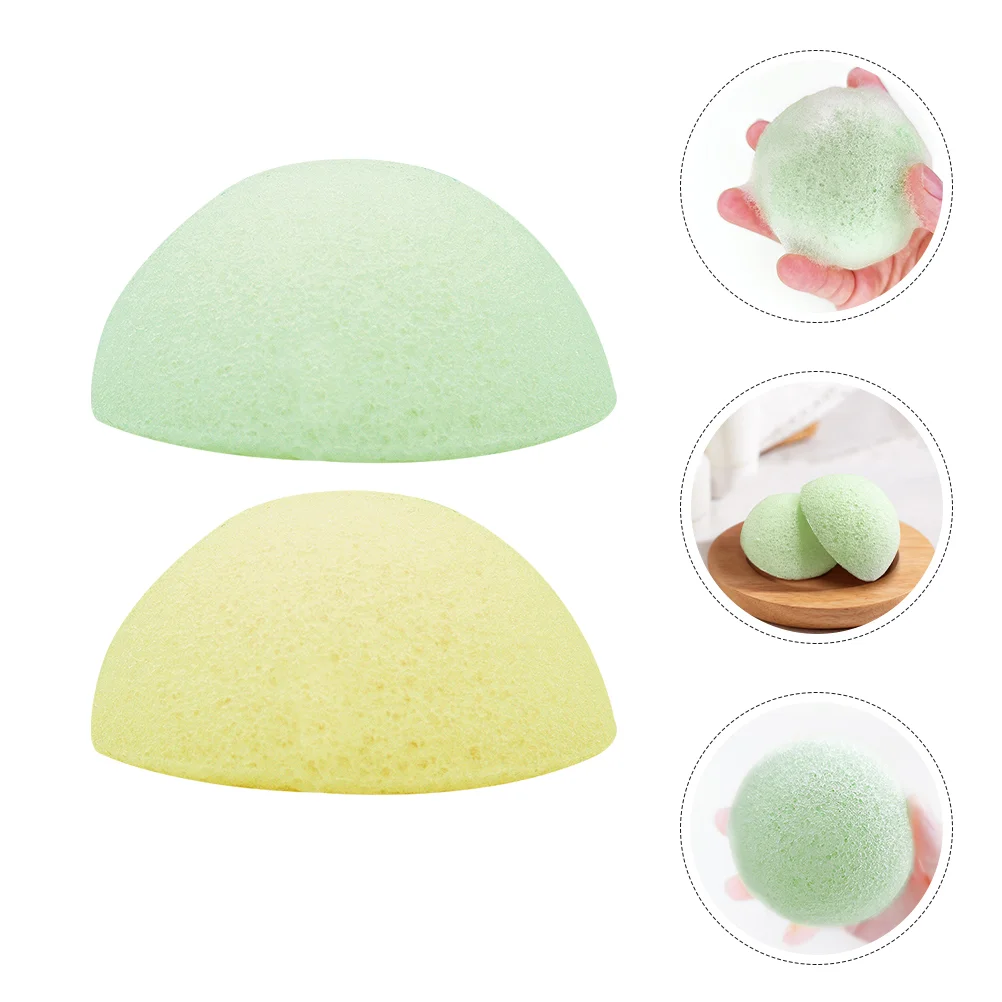 2 Pcs Sponge Makeup Face Wash Lemon Yellow Sponges for Facial Cleansing Washing Bath Cleaning Powder Puff