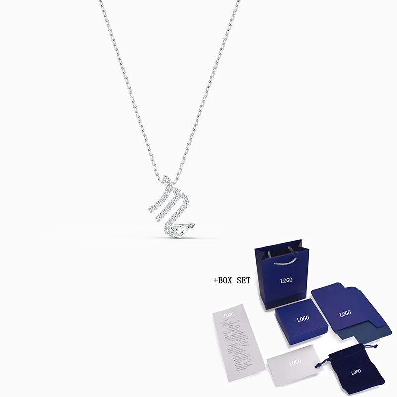 

Fashion SWA New ZODIAC II Pendant Necklace Charm Scorpio Symbol Platinum Scorpio Necklace Feminine Romance Jewelry Gift