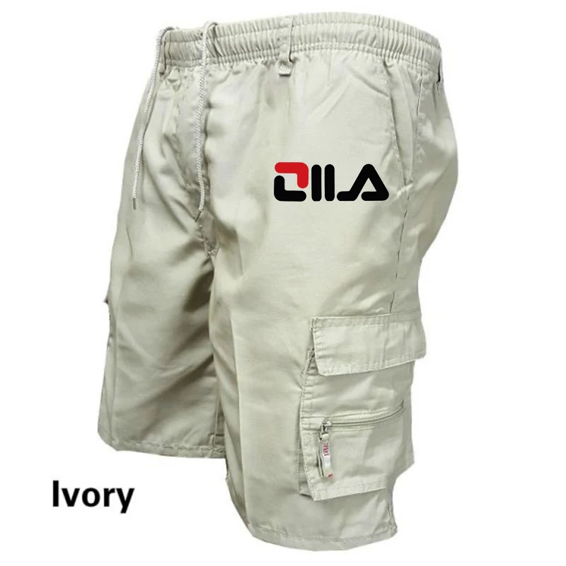 Men's Print Cargo Short Fashion New Multiple Pockets Drawstring Loose Sportswear Summer Fitness Jogging Training Tactical Shorts