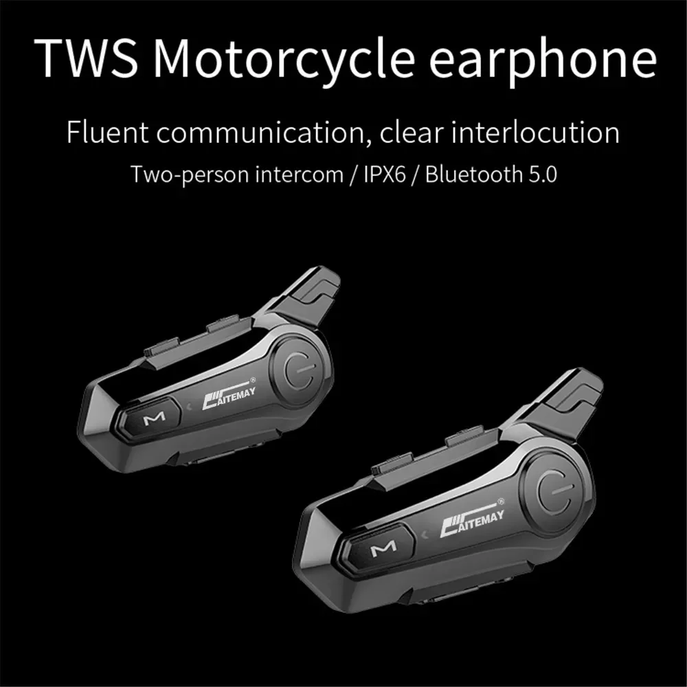 Enlarge E1 Bluetooth Intercom Motorcycle Helmet Bluetooth Headset For 2 Rider Intercomunicador Moto Interphone Headset Wireless Dropship