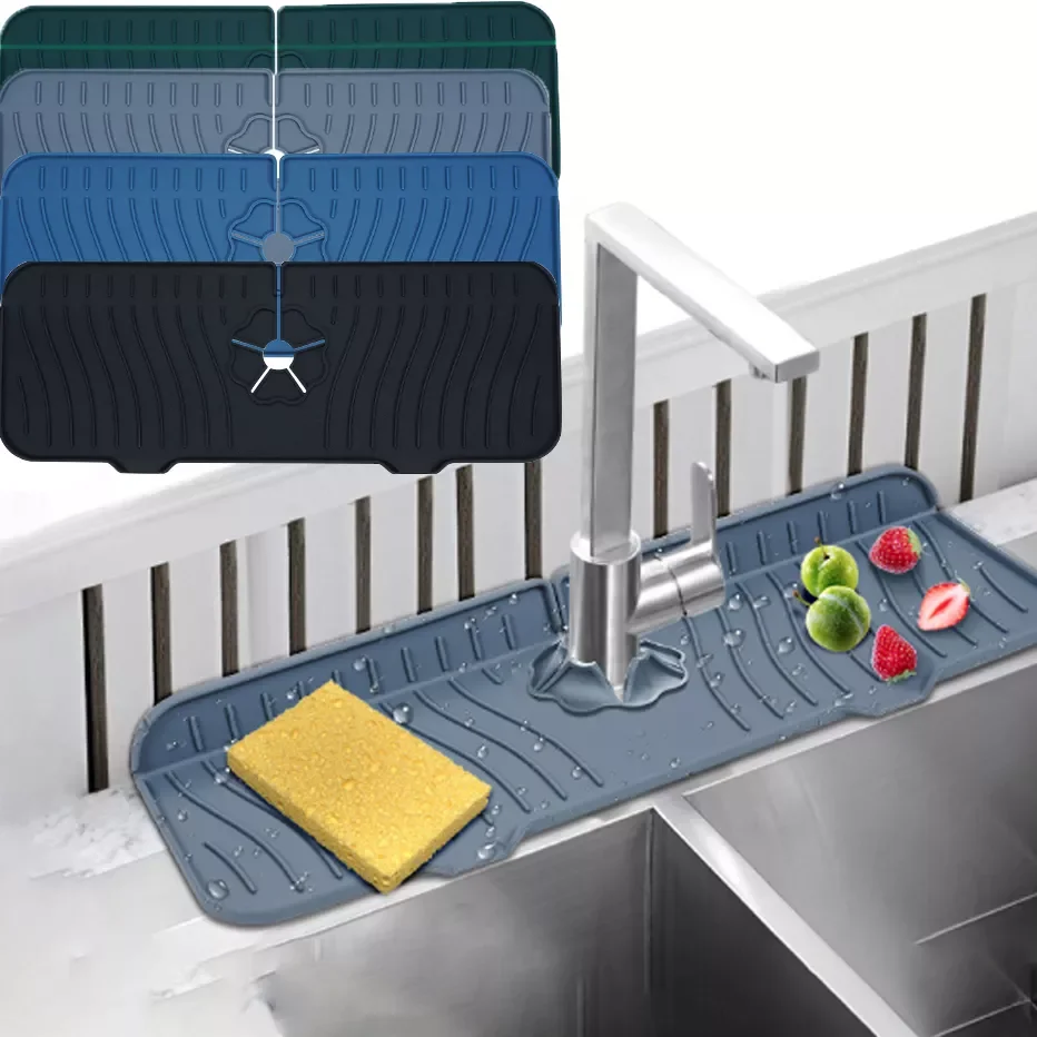 

Home Furnishing Sink Faucet Splash Guard Mat Faucet Water Catcher Faucet Handle Drip Tray Drain Drying Pad for Kitchen Bathroom