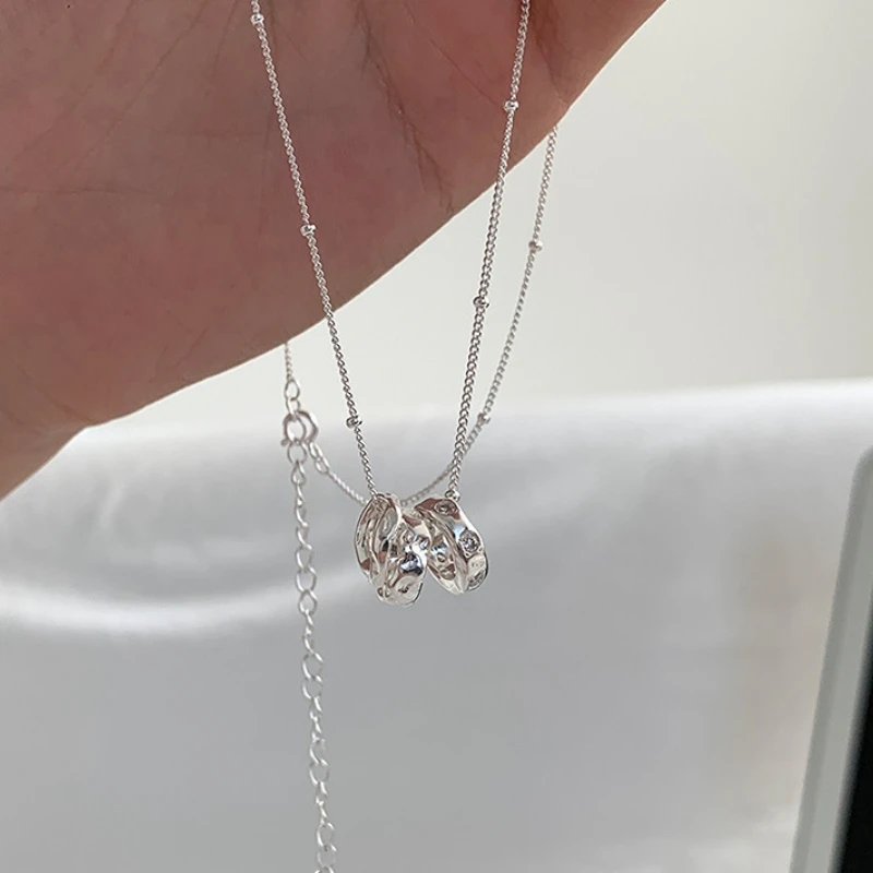 Draweye Simple Circle Necklaces for Women Metal Korean Fashion Simple Vintage Jewelry Elegant Basic Collares Para Mujer