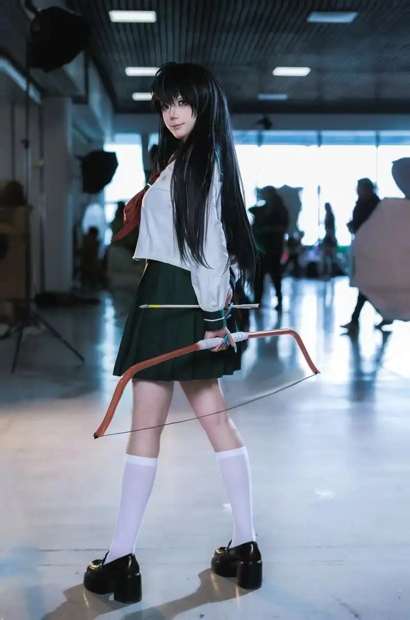 Фото Higurashi Kagome Косплей Костюм Аниме Inuyasha Kagome Косплей Сейлор Школьная форма Студенческая юбка Хэллоуин Женщины Девушка Cos №3