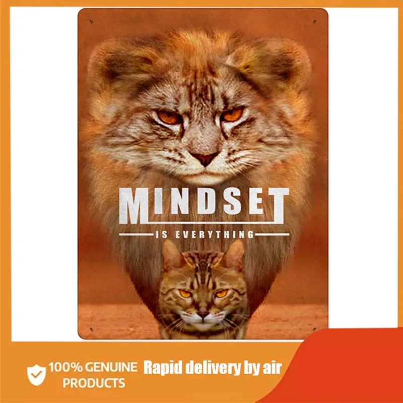 

Cat Metal Tin Sign Motivation Wall Art Decor Mindset is Everything Decorative Plaque Inspirational Vintage Plaque Poster