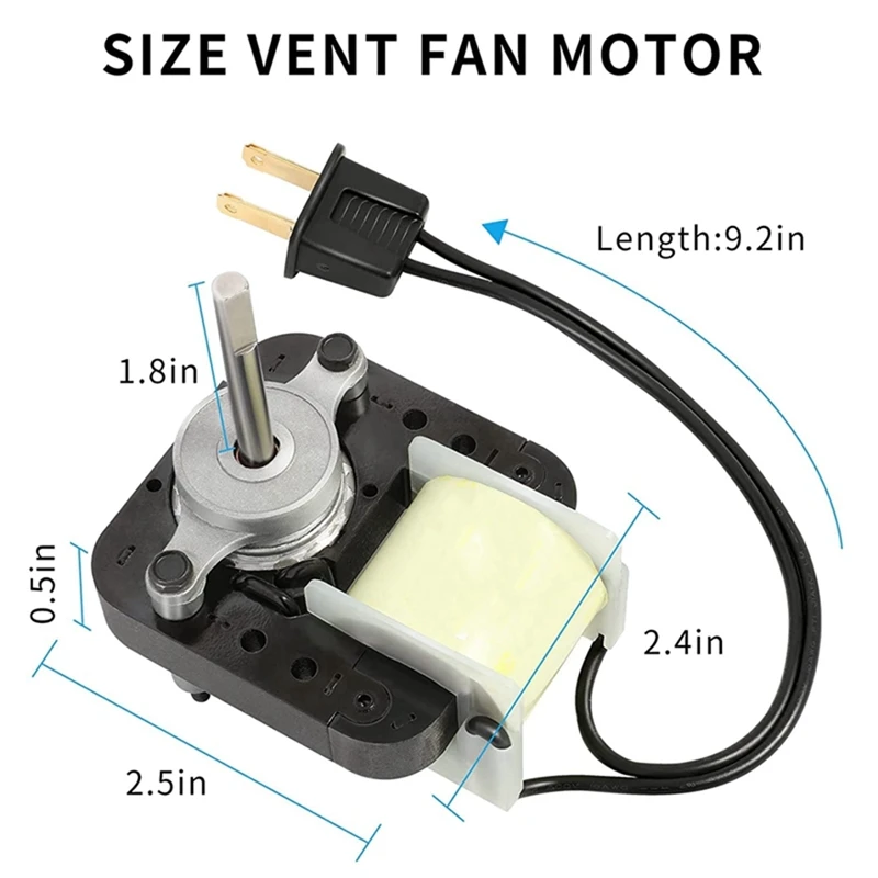Bathroom Exhaust Vent Fan Motor Complete Kit Universal Replacement Parts For Broan Nutone C01575 50 CFM 120V Uppco US Plug