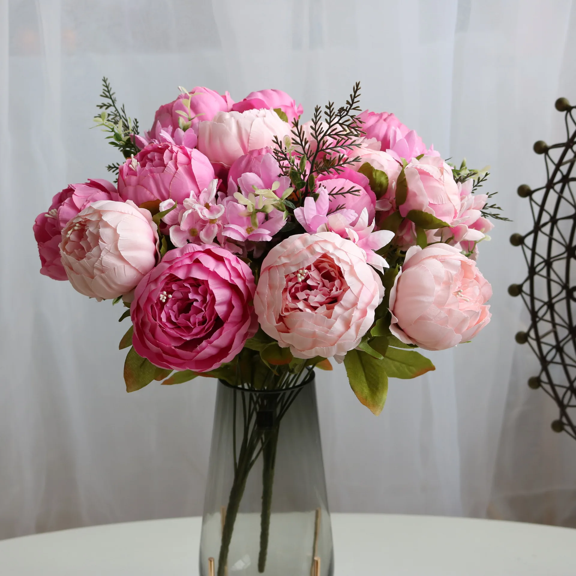 

13 Heads Peony Silk Artificial Flowers Vintage Bouquet Fake Peonies Cheap Flowers for Home Table Centerpieces Wedding Decoration