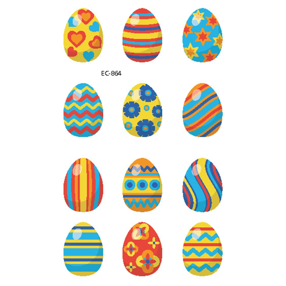 

10pcs/set Accessories Tattoo Sticker Baby Shower Decorations Kids Birthday Colorful Body Art Cartoon Easter Eggs Party Supplies