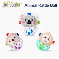 Jollybaby Rattle Easy Grasp Ball O Shaped Baby Stuffed Animal Toy Silicone Hollow-Out Toddler Toys Motor Skills Safe Food Grade
