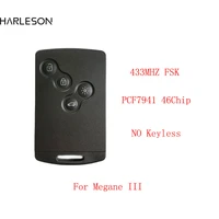 4 button smart card remote key pcf7941 chip 433mhz for renault megane 3 laguna 3 scenic 3 2009 2015 car key