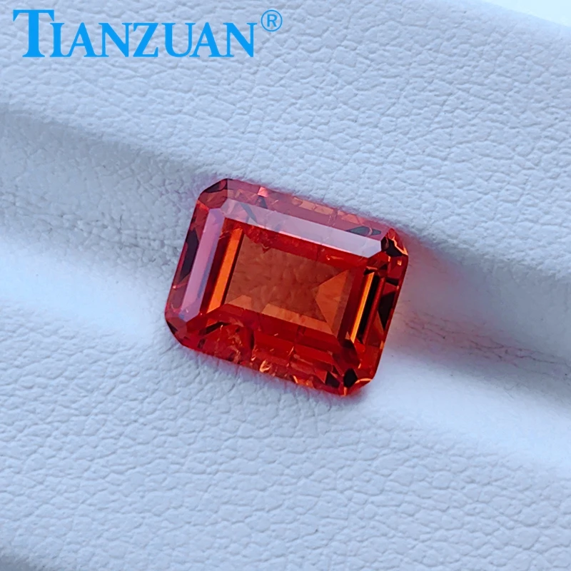 Прямоугольная форма Изумрудная огранка выращенная в лаборатории Padparadscha цвет