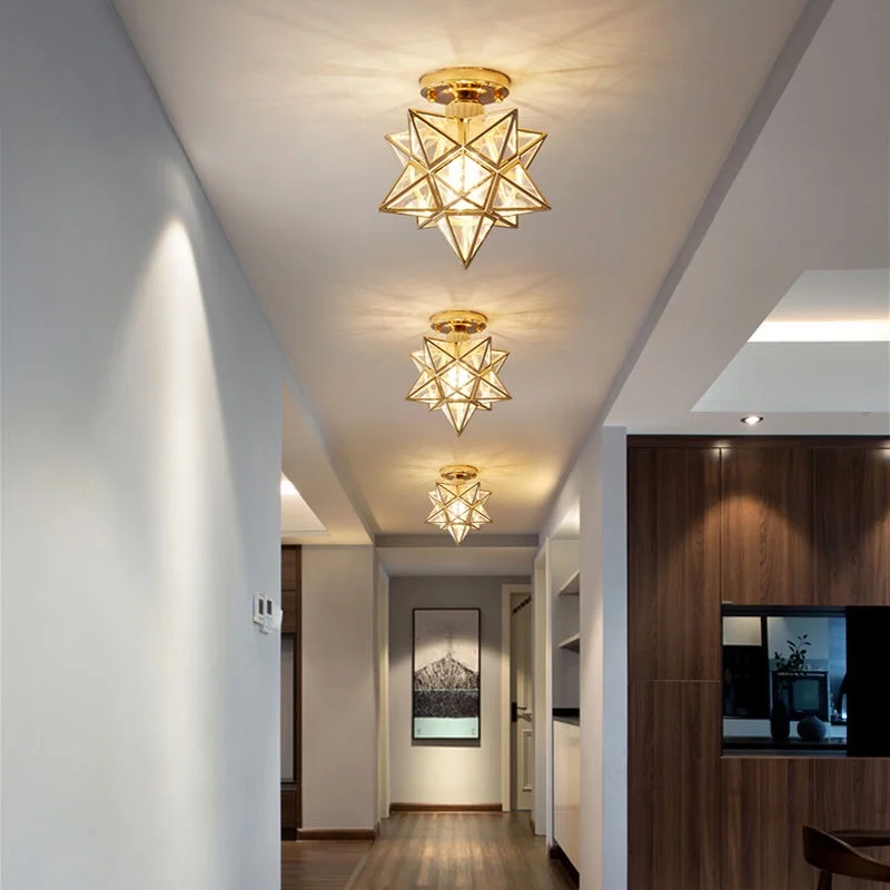 

Nordic Pentagram Corridor Aisle light Modern Golden Entrance Balcony Cloakroom Star Ceiling Lights Dining Room Kitchen Lamp