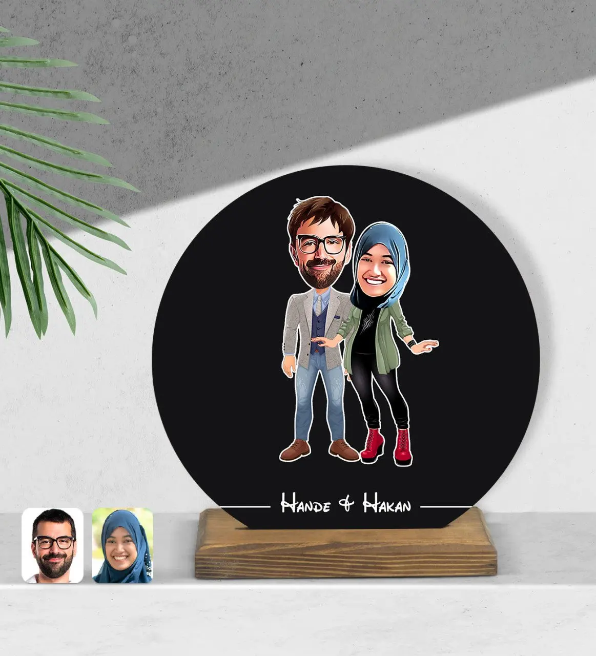 

Personalized valentines cartoon round wooden Biblo-60