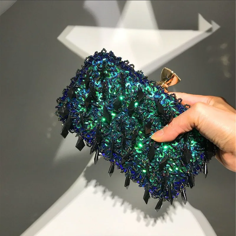 

Tassel Women Evening Bags Diamonds Beaded Wedding Chain Shoulder Clutches Plastic Embroidery Party Dinner Purse Free Shipping