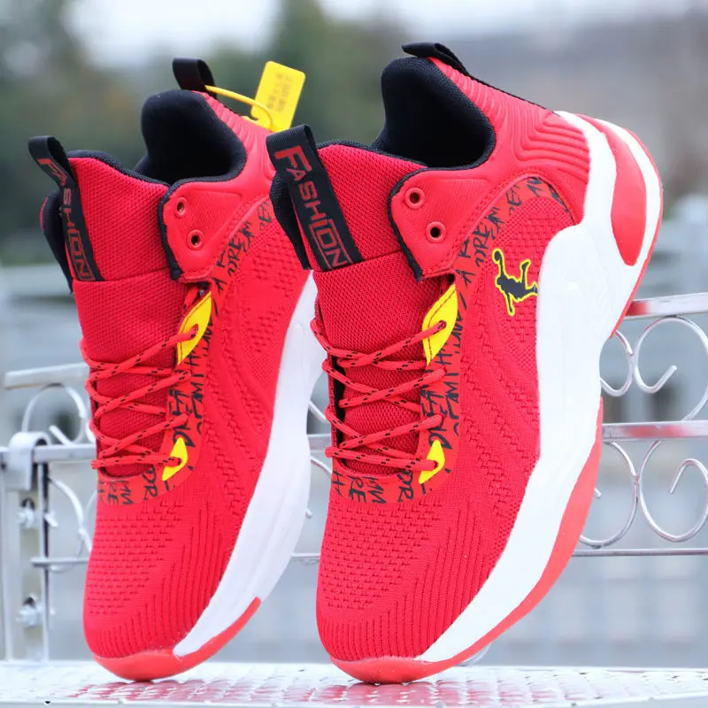 

Spring Autumn New Men Basketball Shoes Luminous High Top Breathable Sneakers Casual Student Teenagers Running Jogging Travel