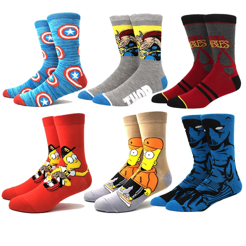 6 Pairs New High Quality Combed Cotton Men Socks Women Happy Fashion Novelty Skateboard Crew Casual Funny Socks for Men