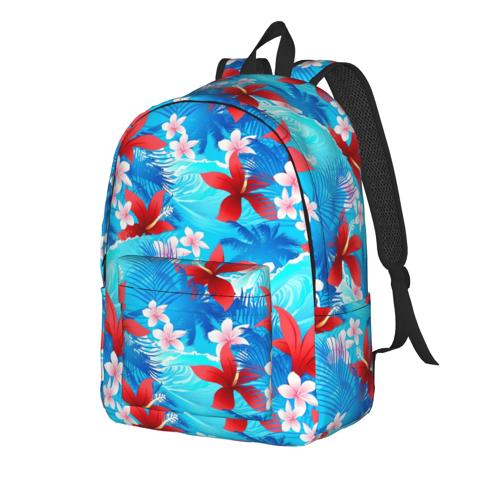 Фото Рюкзак Red Hibiscus Amp Wave, молодежный, из полиэстера, для велоспорта, большие школьные рюкзаки, ранцы №2