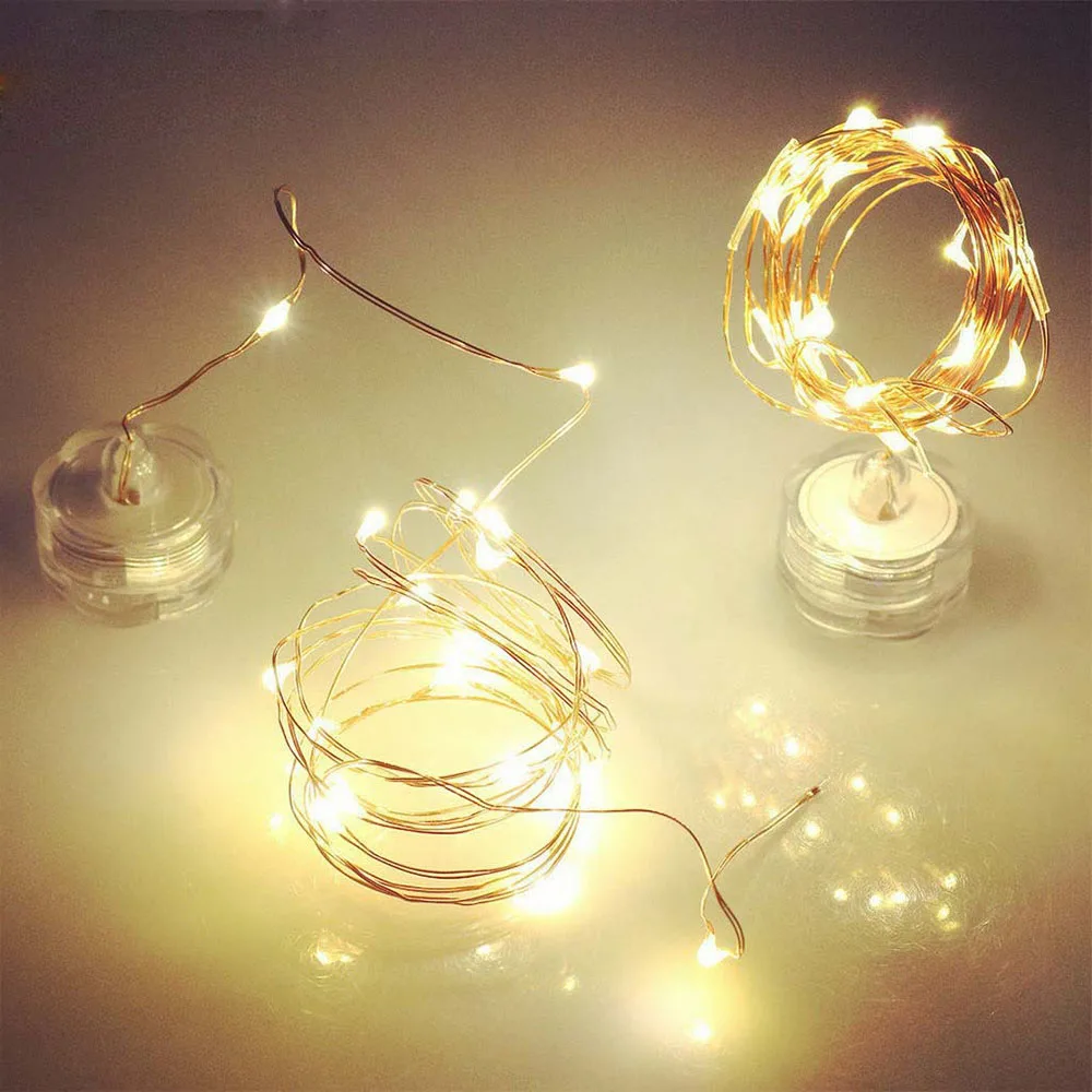 

Светодиодные водонепроницаемые гирлянды, медный провод с питанием от аккумулятора, декоративные полоски для рождества, праздника, свадьбы, светодиодная лампа, 4 м, 40 светодиодов